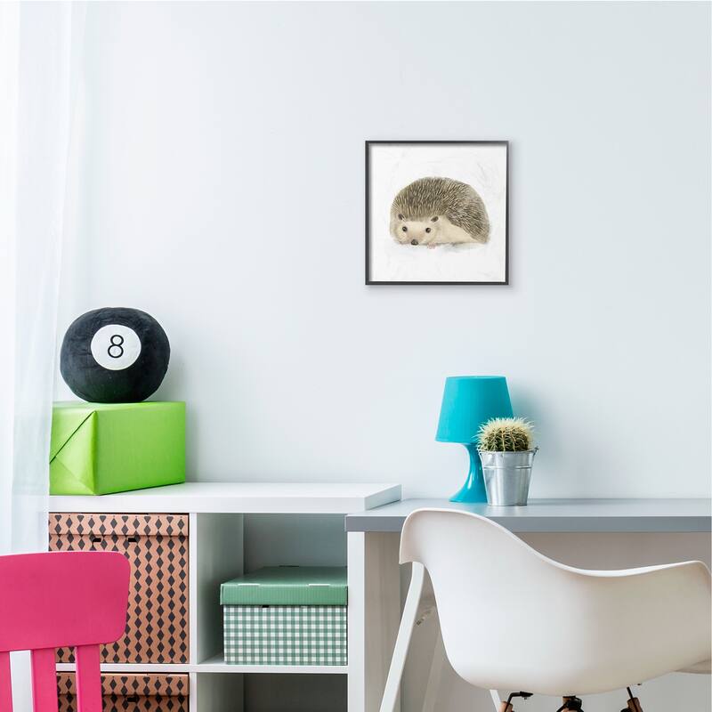 Stupell Adorable Hedgehog Illustration Nursery Woodland Animal Framed Giclee Art Design By Daphne Polselli