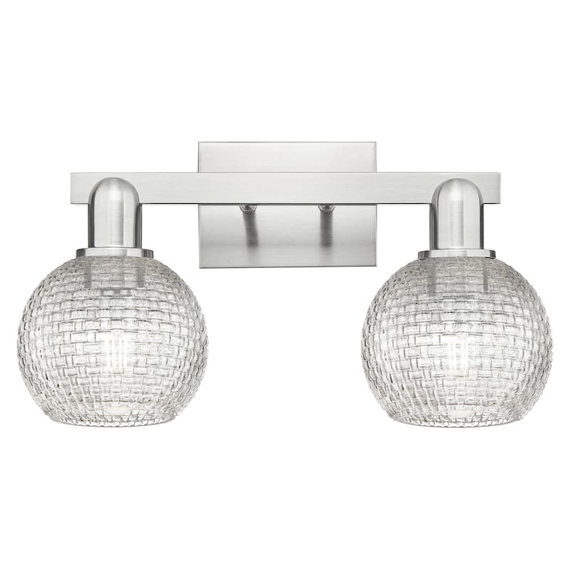 Innovations Lighting 716-2W-10-17 Athens Vanity Athens 2 Light 17" - Brushed Satin Nickel / Clear Basketweave