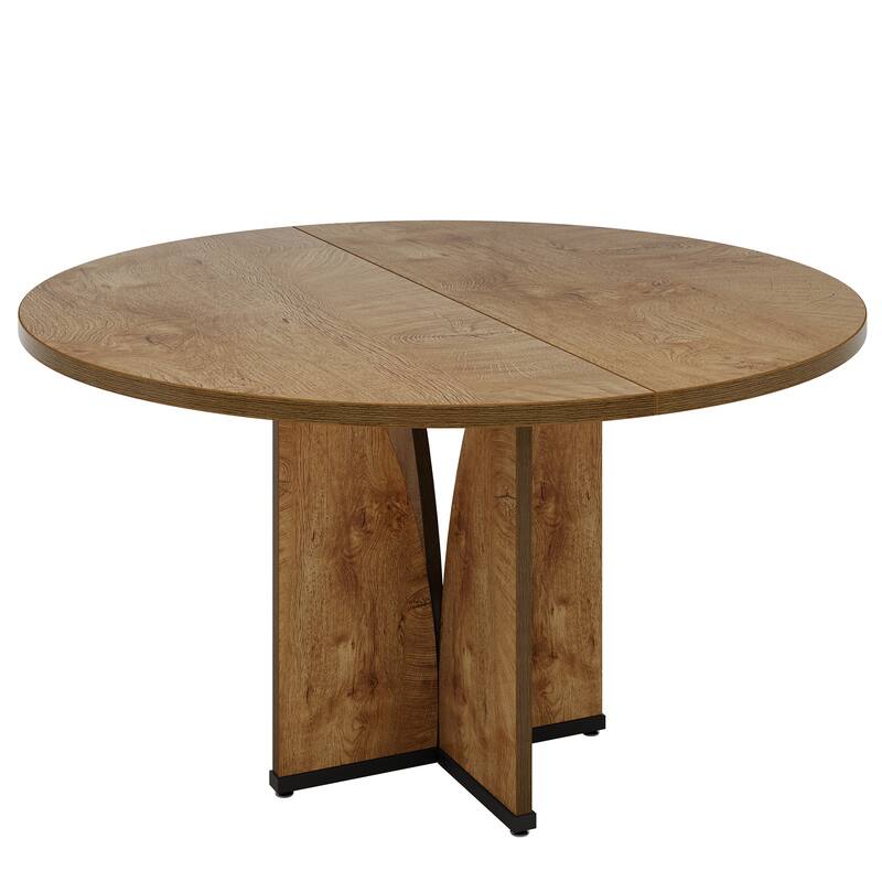 Wooden Large Dining Table, Round Kitchen Table for Dining/Living Room