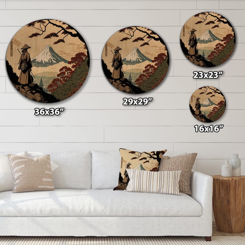 Designart "Samurai In Japon I" Japanese Traditional Wood Wall Art Décor - Natural Pine Wood