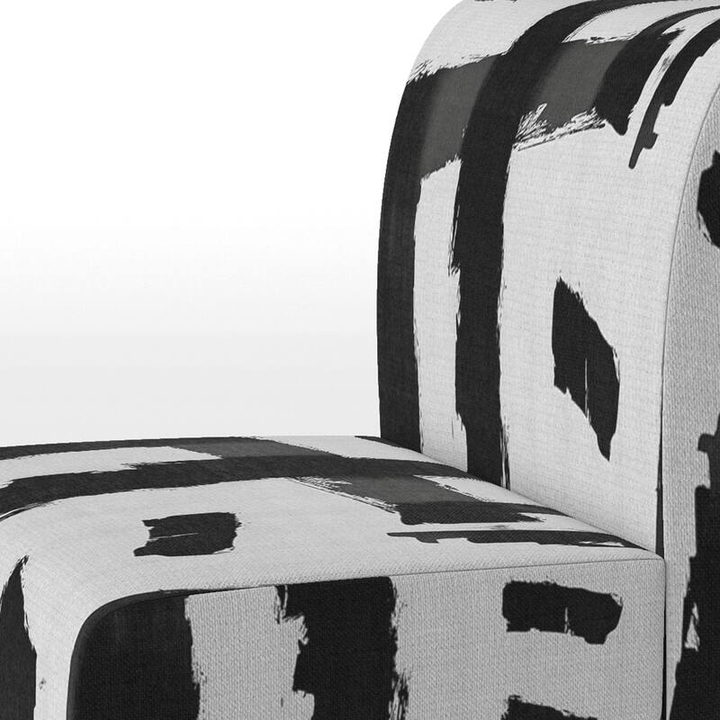 Designart "Black & White Crossing Paths II" Upholstered Abstract Accent Chair - Modern Arm Chair For Living Room