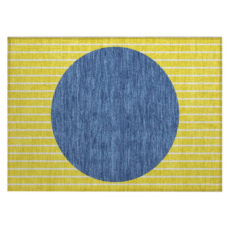 Machine Washable Indoor/ Outdoor Modern Sunrise Chantille Rug
