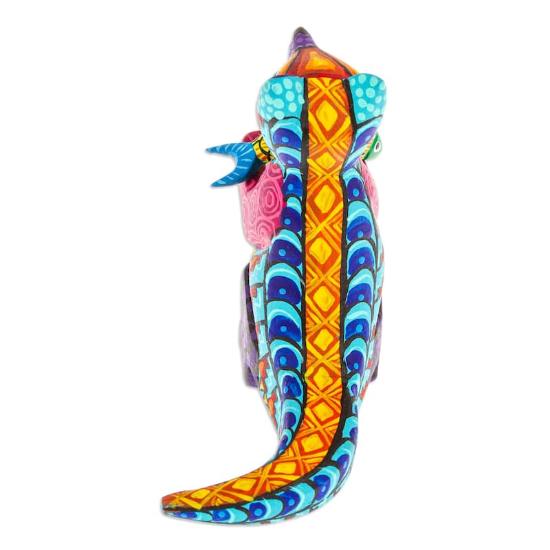 Novica Handmade Turquoise River Days Wood Alebrije Figurine