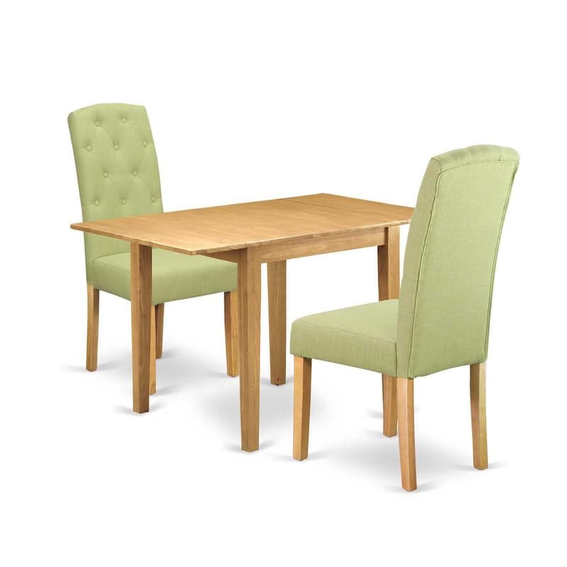 HomeStock 3-Piece Natural Brown Oak Finish Solid Wood Top Dining Table Set