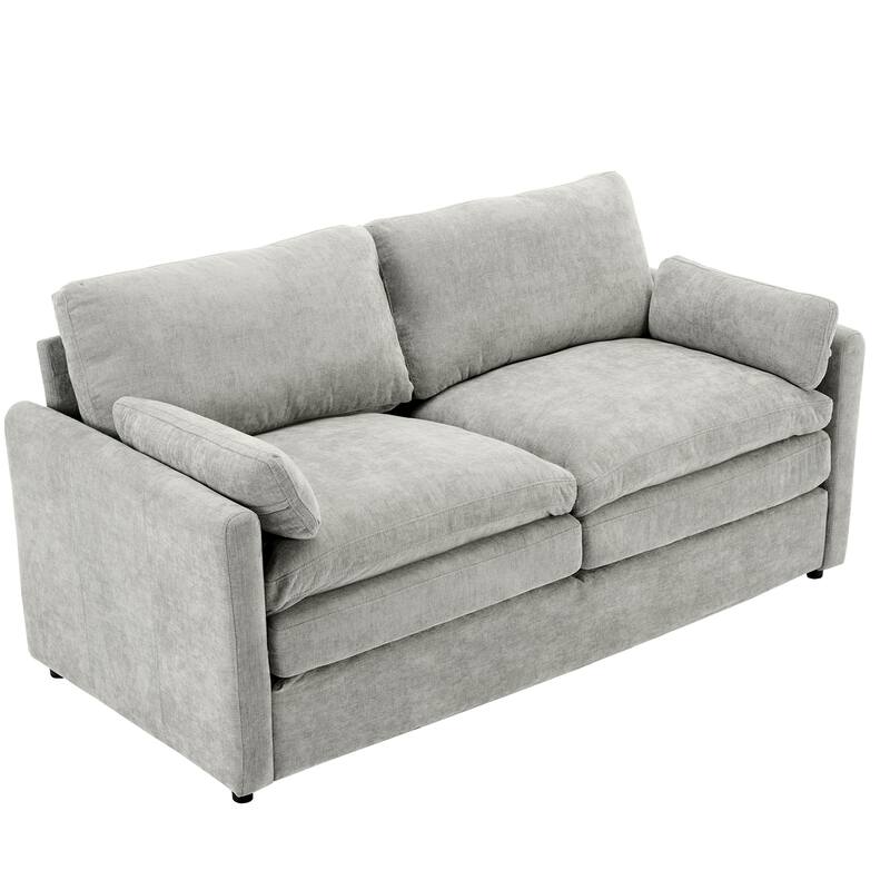 2 Seat Couch Loveseat Sofa with Double-Layered Cushion, Modern Sofa Ergonomic Loveseat Sofa with Lumbar Pillow