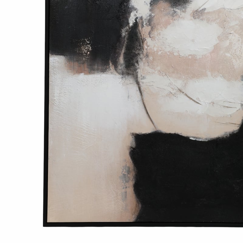 Wood Frame Canvas Wall Art Bold Abstract Texture Design - 60" Black
