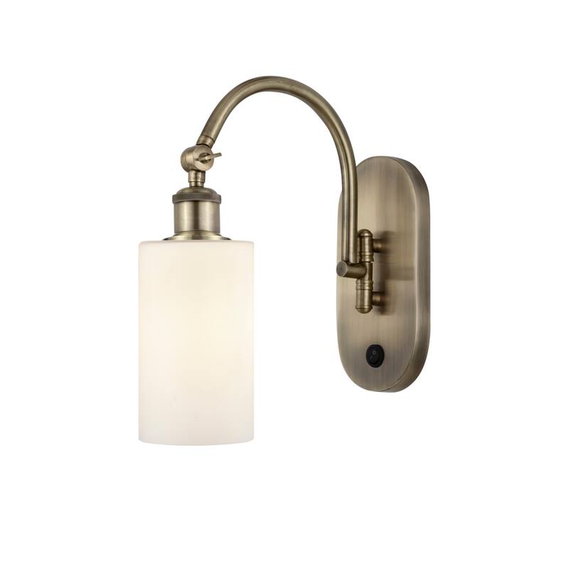 Innovations Lighting 518-1W-13-6 Clymer Sconce Clymer 13" Tall Wall - Antique Brass / Matte White