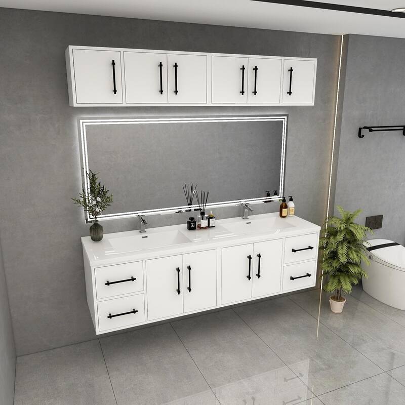 Victoria 72'' Double Sink Wall-Mounted Vanity Set with Motion Sensor LED light Top Cabinet
