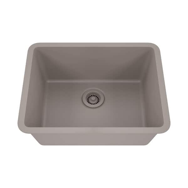 slide 2 of 7, 23 Inch Lexicon Platinum Quartz Composite Drop-in Undermount Single Bowl Galaxy Concrete Kitchen Sink LP-2318-C-SO Galaxy Concrete