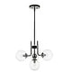 preview thumbnail 1 of 1, Teresa Black+Brushed Nickel 4-Light Globe Glass Shade Metal Chandelier