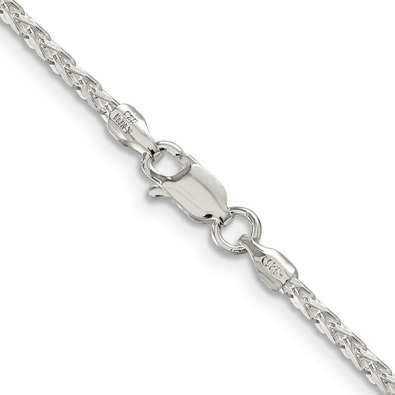 Curata 925 Sterling Silver 2.15mm Diamond Cut Round Spiga Chain Necklace (Lobster)