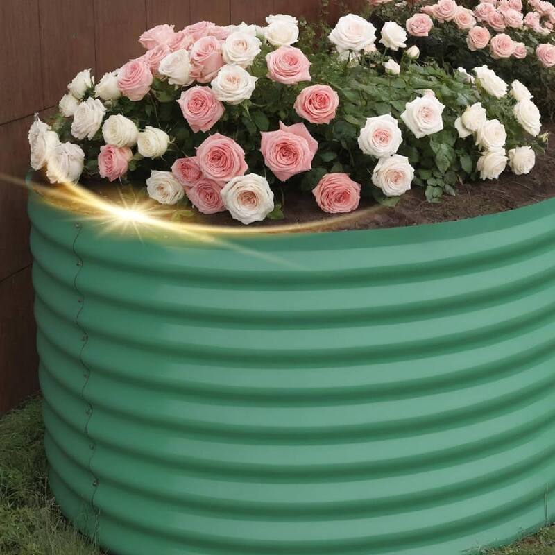 8x4x2ft 2Pcs Galvanized Raised Garden Bed Planter Boxes Outdoor, Green for Vegetables, Fruits, Flowers, Herbs - N/A