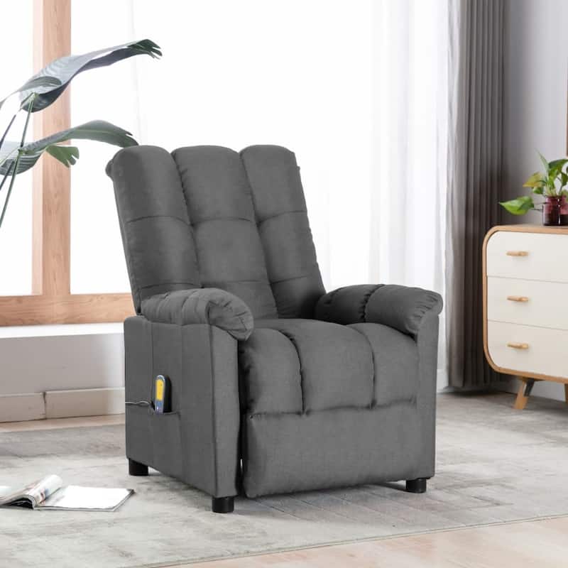vidaXL Massage Recliner Light Gray Fabric - 29.1" x 39" x 40.2"