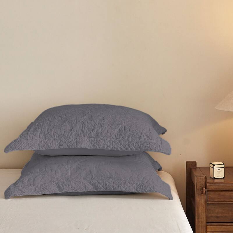 2 Pcs Cotton Embroidered Quilted Euro Shams 26"x26"