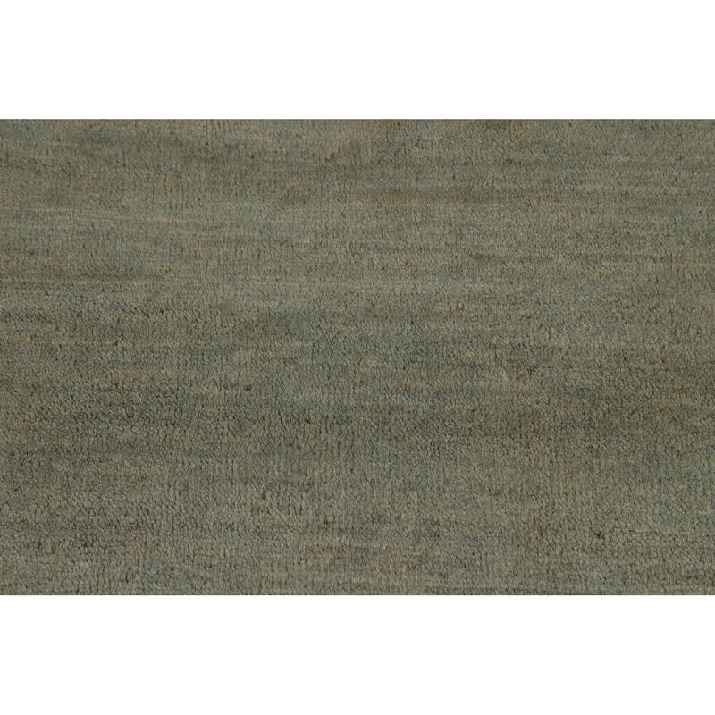 Sage Green Solid Gabbeh Modern Area Rug Hand-Knotted Wool Carpet - 6'10" x 9'5"