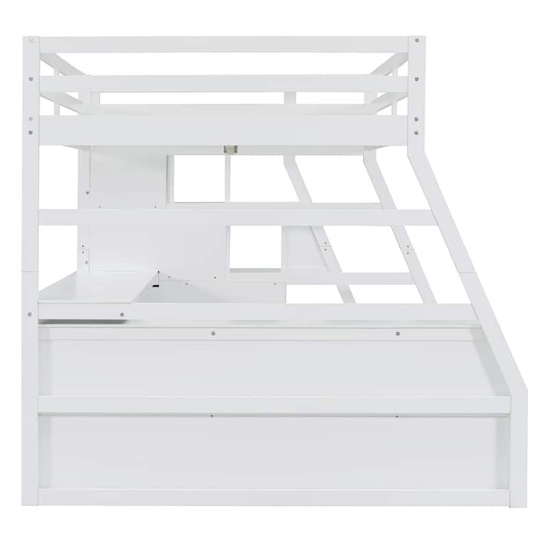 Full Size Loft Bed with 7 Drawers 2 Shelves and Desk