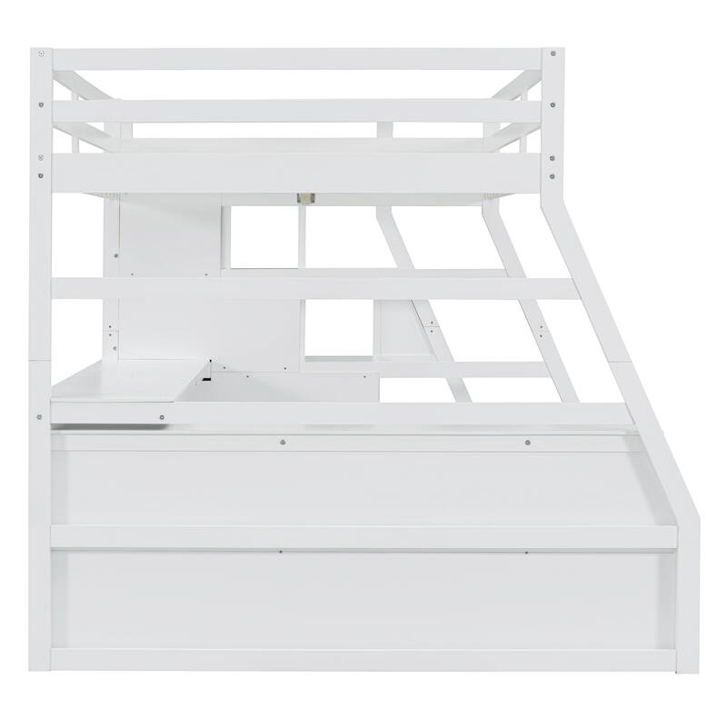 Roomfitters Full Size Loft Bed with 7 Drawers, 2 Shelves and Desk, White