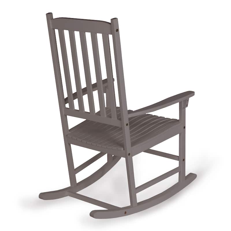 Parker Farmhouse Classic Slat-Back 350-LBS Support Acacia Wood Outdoor Rocking Chair, by JONATHAN Y