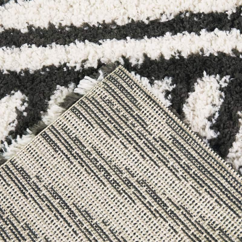 Avraham Abstract Stripe Shag Area Rug