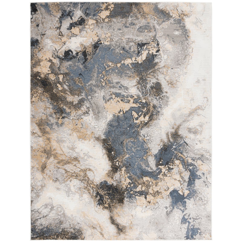 SAFAVIEH Pyramid Essyllt Contemporary Rug - 9' x 12' - Grey/Navy Gold