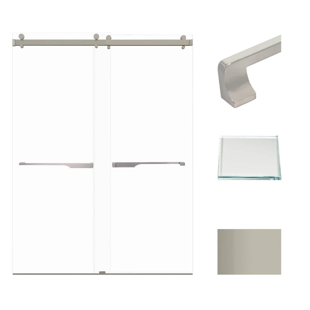 Brooklyn 60 in. W x 80 in. H Double Sliding Frameless Shower Door with Low Iron Glass - 58-60-in W x 80-in H