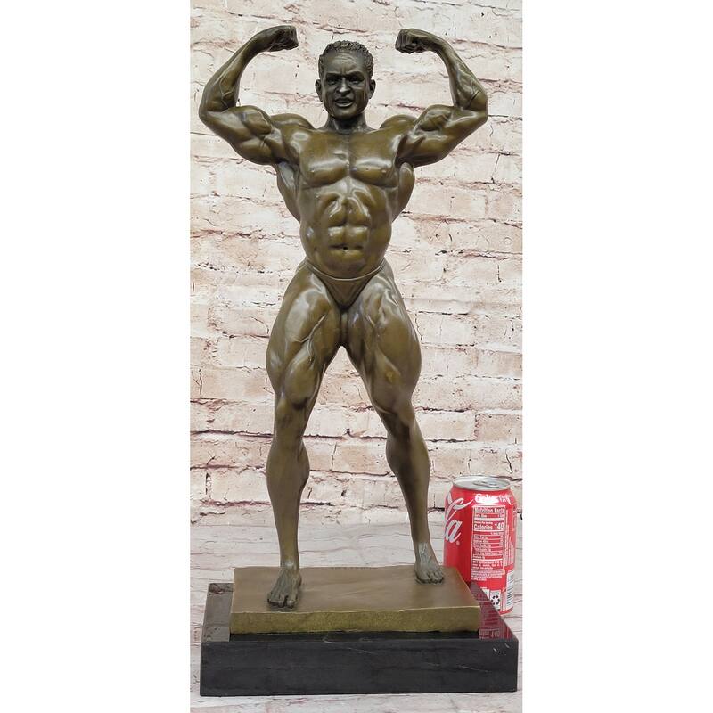Strong Iron Man Bodybuilder Athlete Male Muscular Figure Bronze Sculpture Statue Trophy