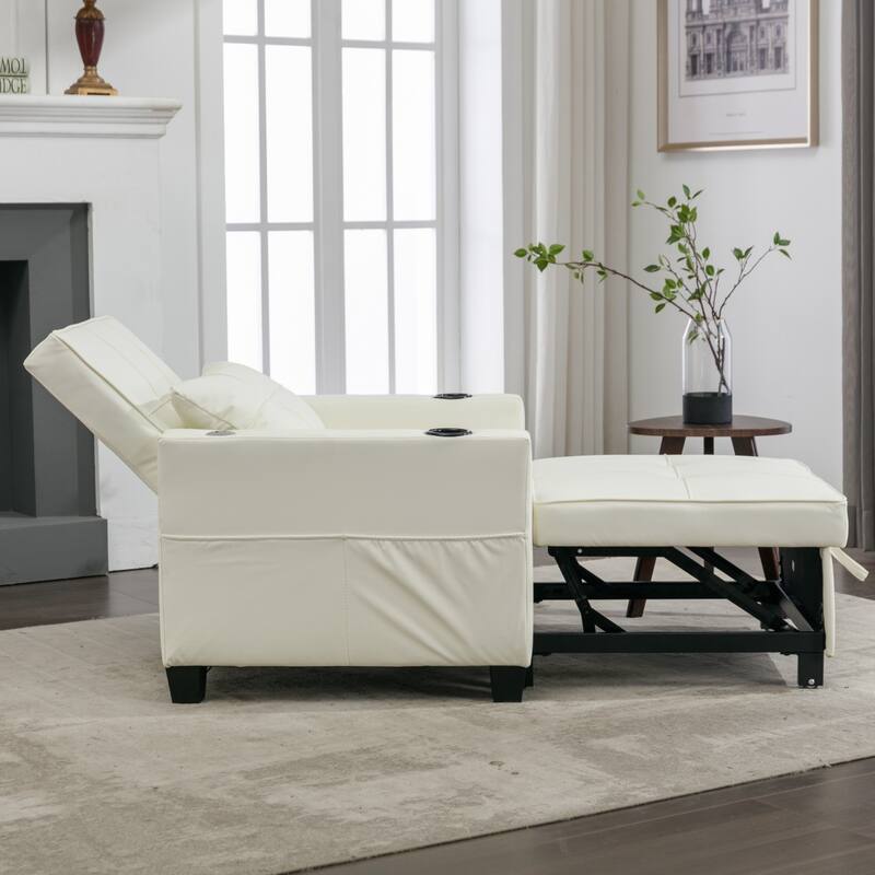 3-in-1 Pull out Convertible Futon Sleeper Armchair Beds with USB Ports