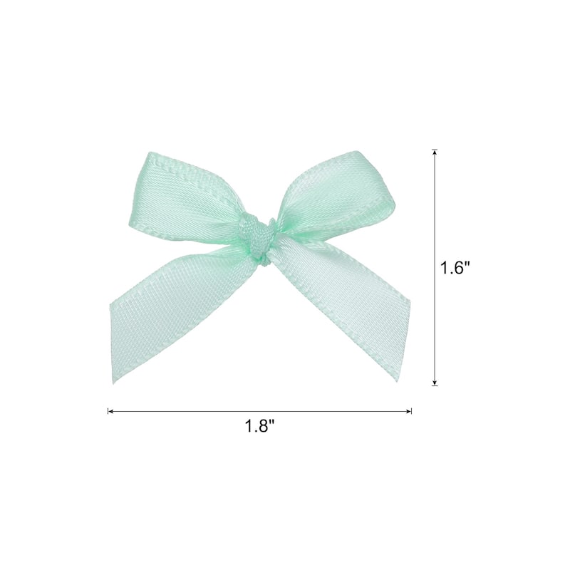 50Pcs Mini Ribbon Bow 1.8 inch Mini Fabric Satin Ribbon - Light Green