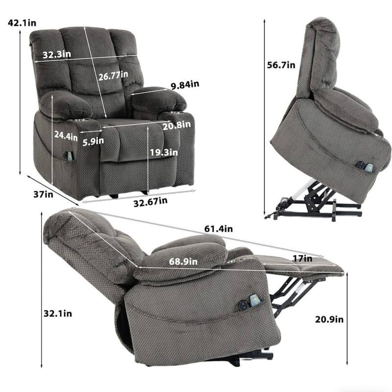 32.3" Elderly Power Lift Recliner，Power Lift Assist Chair，One-Box Packaging, 48-Hour Backrest Rebound