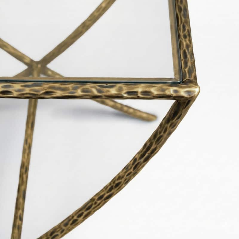 247 Shop At Home Lalia Modern Hammered Metal Accent Side Table