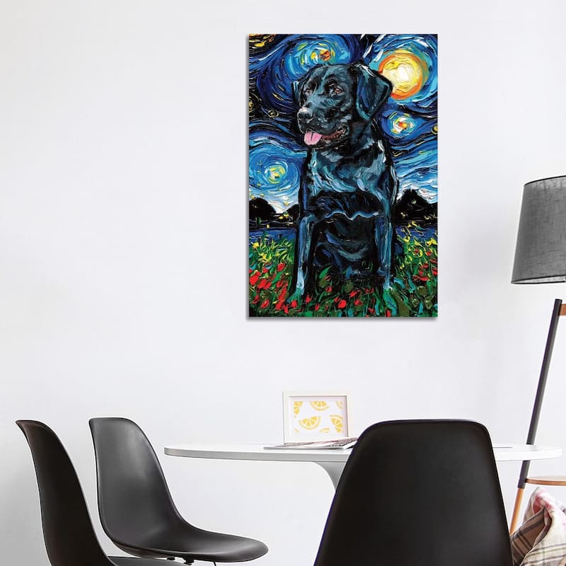 iCanvas "Black Labrador Night IV" by Aja Trier Canvas Print - 40x26x1.5