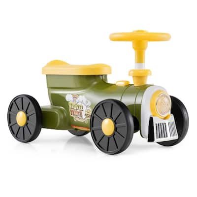 Kids Ride On Sliding Car with Steering Wheel Sound and Under Seat Storage Foot to Floor Push Toy Vehicle for Toddlers