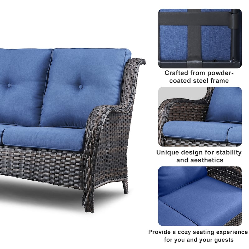 Outdoor Sofa Couch with 41" Fire Pit Table