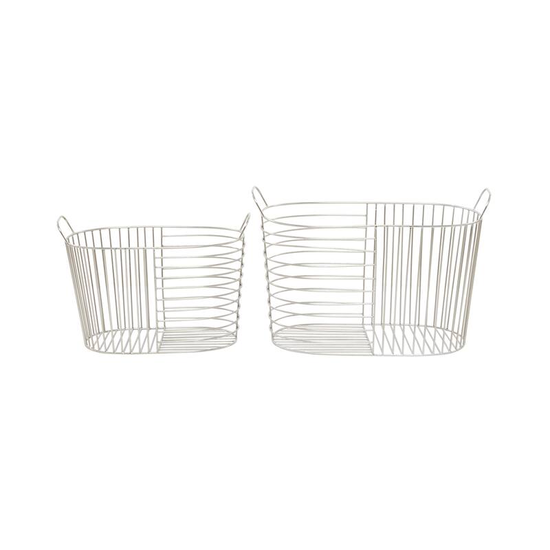 CosmoLiving by Cosmopolitan Modern Metal Storage Basket with Handles (Set of 2) - Gold, Silver, Dark Gray