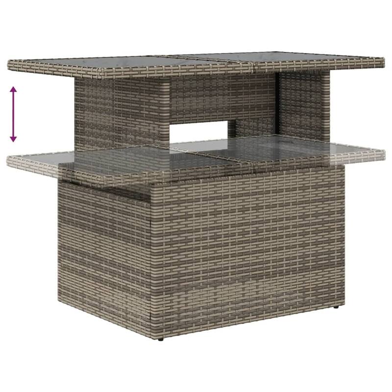 vidaXL 10 Piece Patio Sofa Set with Cushions Black/Brown/Gray Poly Rattan - 24.4 x 24.4 x 27.2