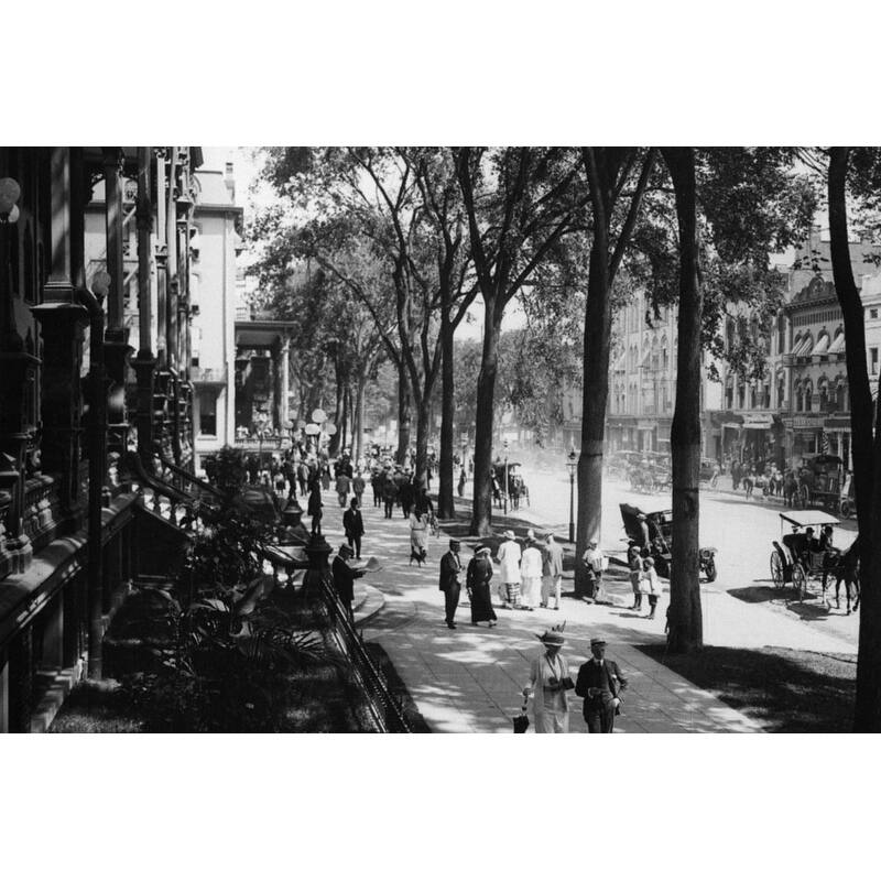 Broadway, Saratoga Springs Black and White Gallery Wrapped Canvas