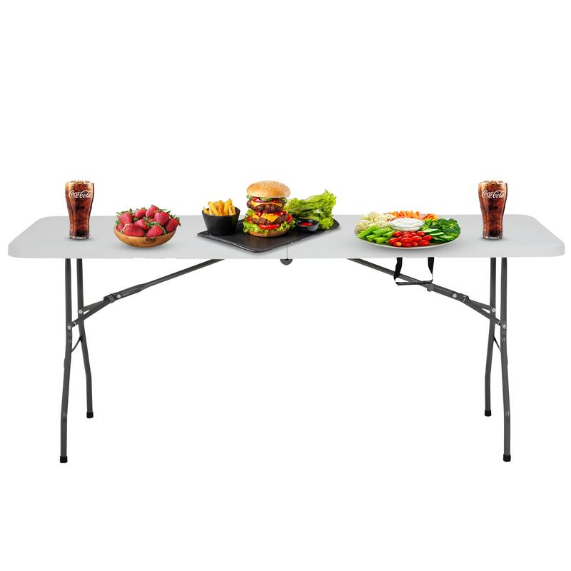 Furniture of America Roomus White 70" x 29" Portable Folding Banquet Table, White