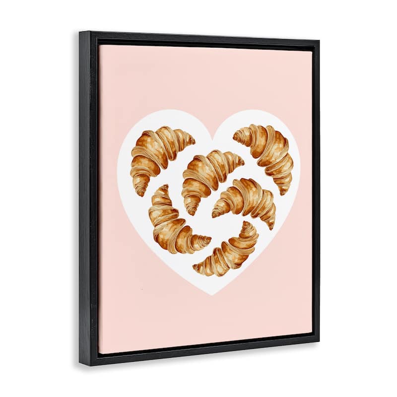 Stupell Morning Croissants in Heart Shape Framed Floater Canvas Wall Art Design By Lil' Rue