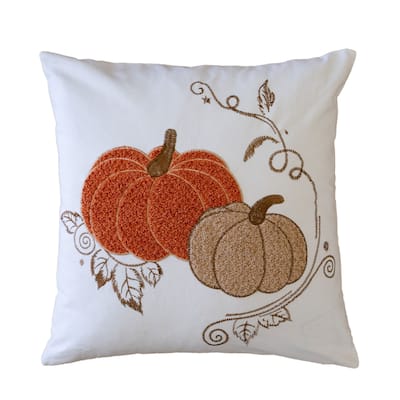 Pumpkin & Spice Halloween Thanksgiving Floral Throw Pillow