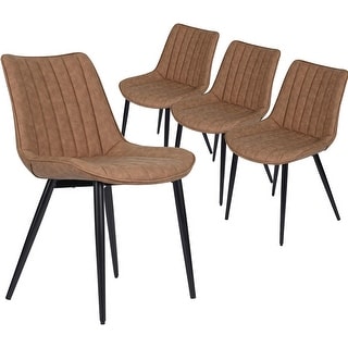 Modern Faux Leather Dining Chairs Set of 4 with Metal Legs for Kitchen ...