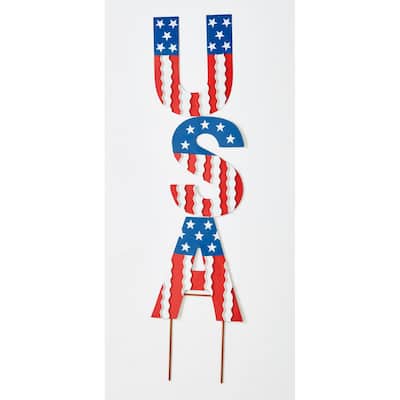36" Metal July 4th, Independence Day USA Garden Stake