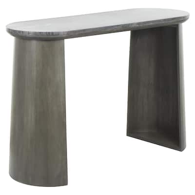 Mango Wood Oval Console Table with Curved Flared Legs - Dark Gray - Roche River Decor