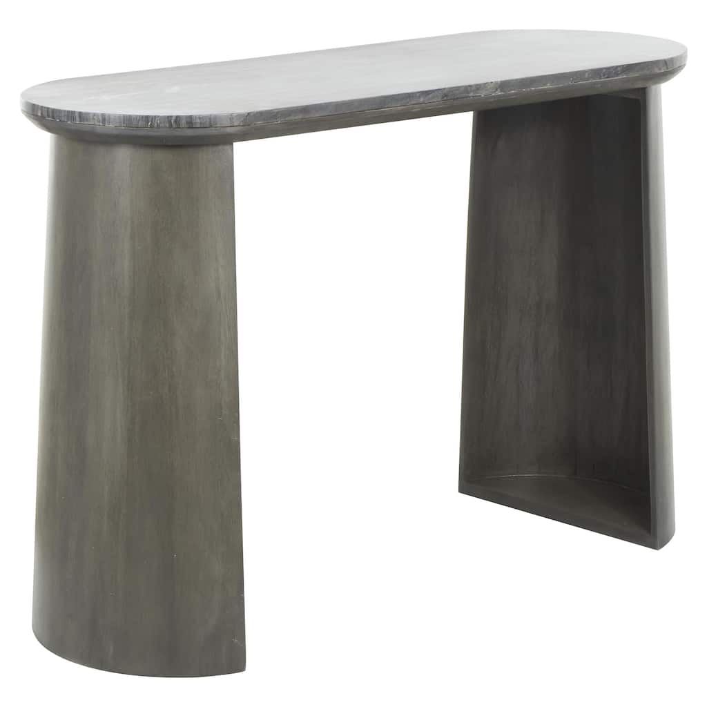 Mango Wood Oval Console Table with Curved Flared Legs - Dark Gray - Roche River Decor