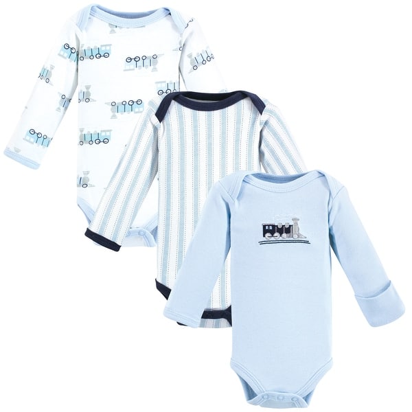 slide 1 of 1, Luvable Friends Boys Preemie Long Sleeve Bodysuits 3pk, Train, Preemie - Train PREEMIE - Train