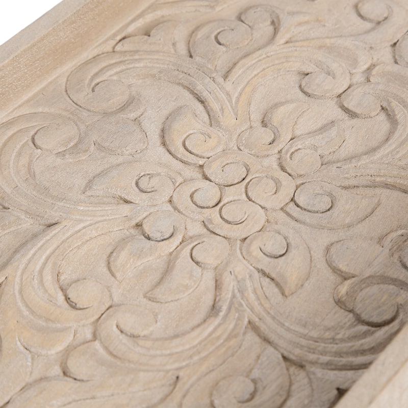 Kate and Laurel Adhira Carved Decorative Tray - 10x24