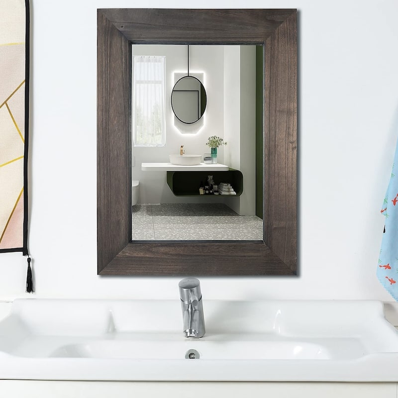 Farmhouse Wooden Framed Bathroom Vanity Wall Mirror
