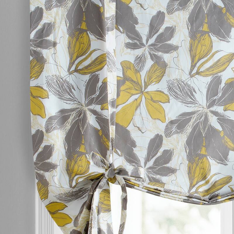Exclusive Fabrics Sunny Day Gold Printed Cotton Tie-Up Window Shade (1 Panel) - 46 X 63