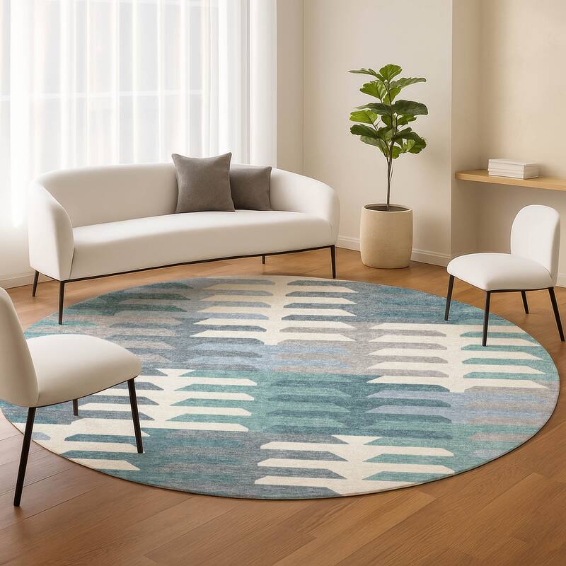 Machine Washable Indoor/ Outdoor Modern Stacks Chantille Rug