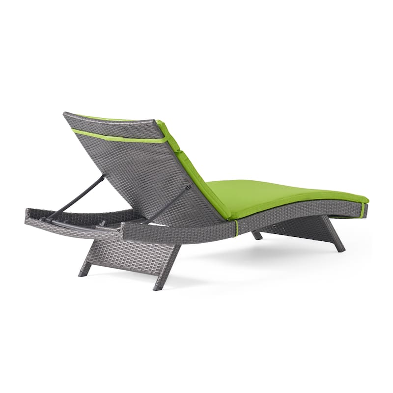 Salem Outdoor Wicker Adjustable Chaise Lounge with Cushion by Christopher Knight Home