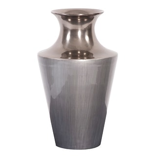 Flared Aluminum Vase with Gray Glaze, Small - 10H x 5W x 5D